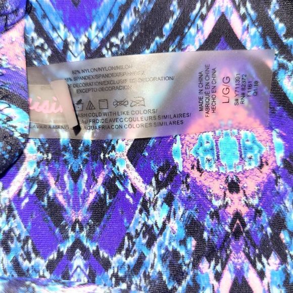 Raisins Blue Pink Teal Diamond Design push up Bikini - Picture 5 of 5